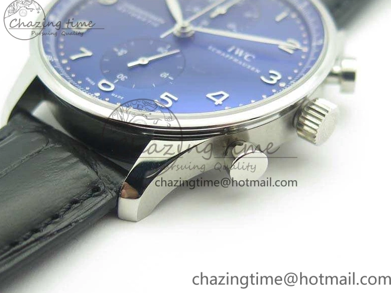MIROTIME 0421 MoistureWicking Portuguese IW371491 ZF 1:1 Best Edition SS Blue Dial On Leather Strap A79350 (Slim Movement) V 7221